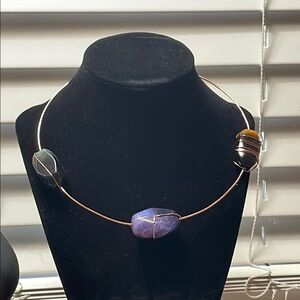 Elegant Multi-Stone Copper Wire Choker Necklace